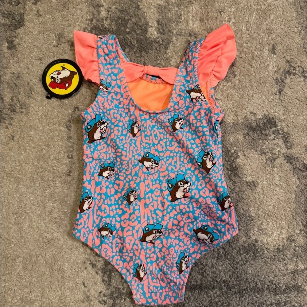 Buc-ee’s NWT Pink and Blue Cartoon Character Swimsuit
